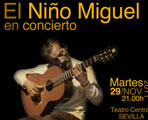 Niño Miguel se reencontrará con su público el día 29 de noviembre en el Teatro Central de Sevilla.