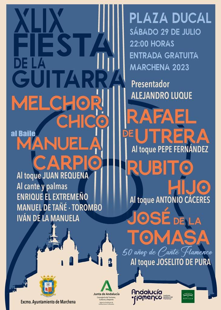 José de la Tomasa, Melchor Chico, Rafael de Utrera, Rubito Hijo y Manuela Carpio, en la XLIX Fiesta de la Guitarra de Marchena