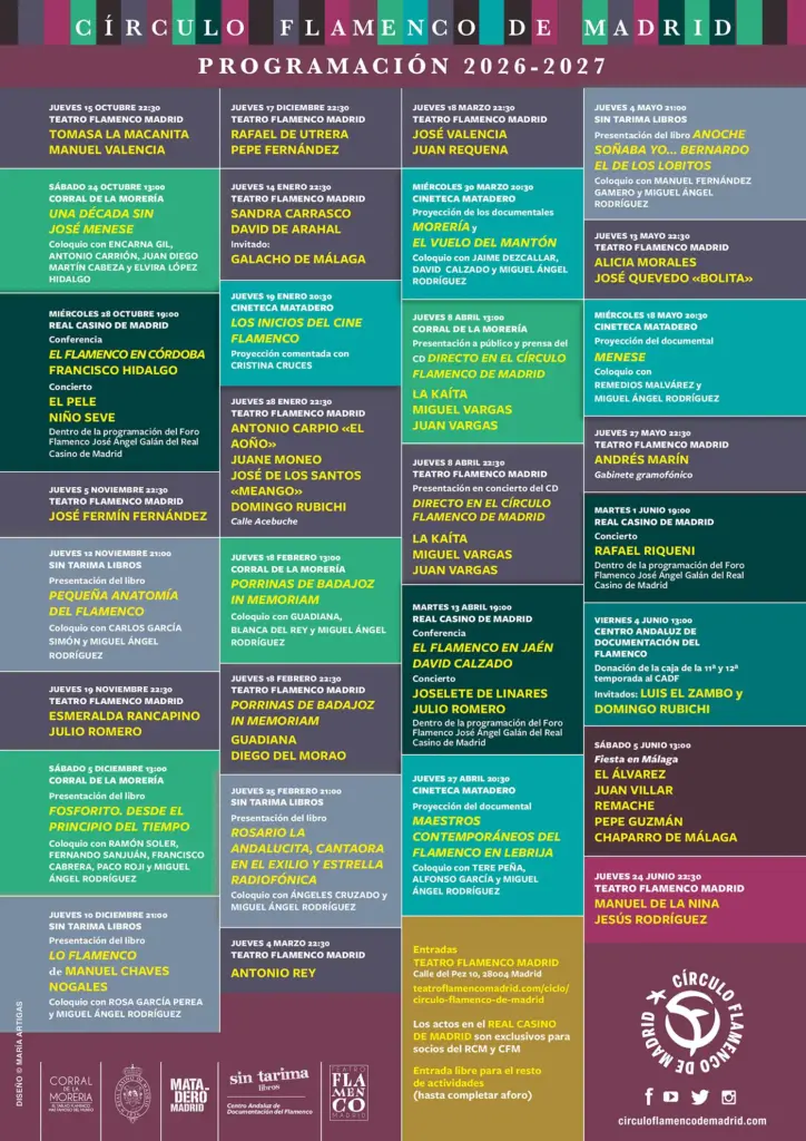 Programación Círculo Flamenco de Madrid - Temporada 2026-2027